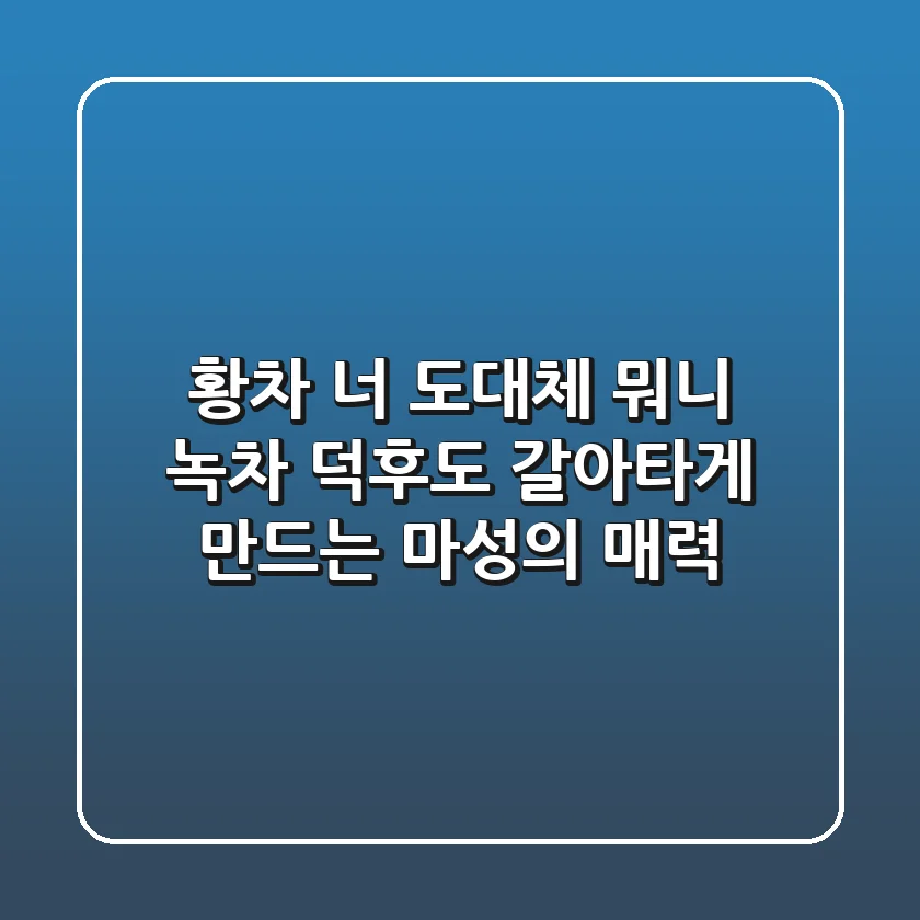 황차, 너 도대체 뭐니? 🤔 녹차 덕후도 갈아타게 만드는 마성의 매력!