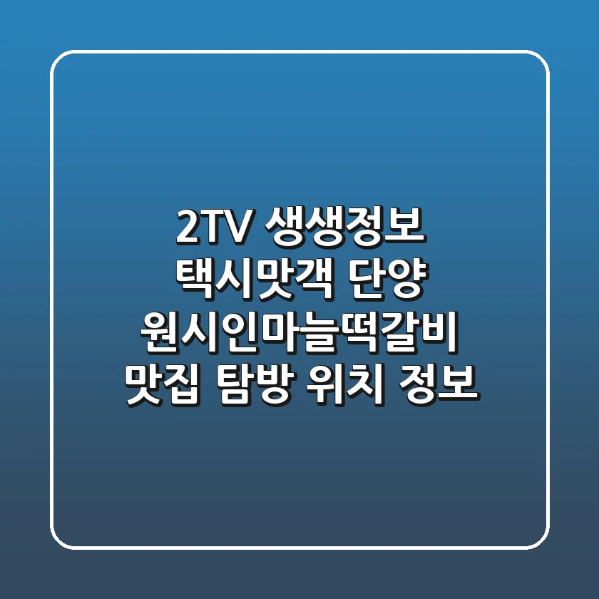 2TV 생생정보 택시맛객, 단양 원시인마늘떡갈비 맛집 탐방! [위치 & 정보]