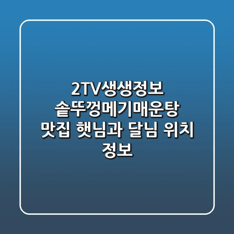 2TV생생정보 솥뚜껑메기매운탕 맛집! 햇님과 달님 위치 & 정보