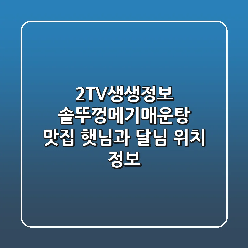 2TV생생정보 솥뚜껑메기매운탕 맛집! 햇님과 달님 위치 & 정보