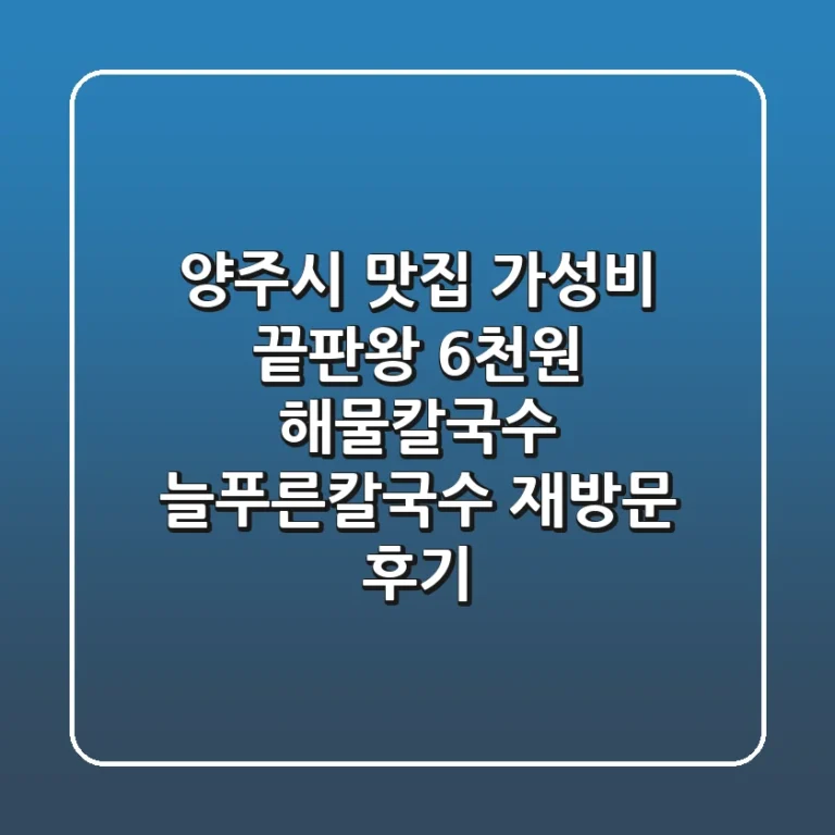 양주시 맛집 가성비 끝판왕! 6천원 해물칼국수 늘푸른칼국수 재방문 후기