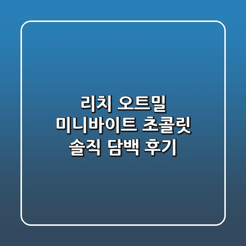리치 오트밀 미니바이트 초콜릿: 솔직 담백 후기!