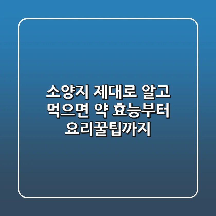 소양지 제대로 알고 먹으면 약! 효능부터 요리꿀팁까지