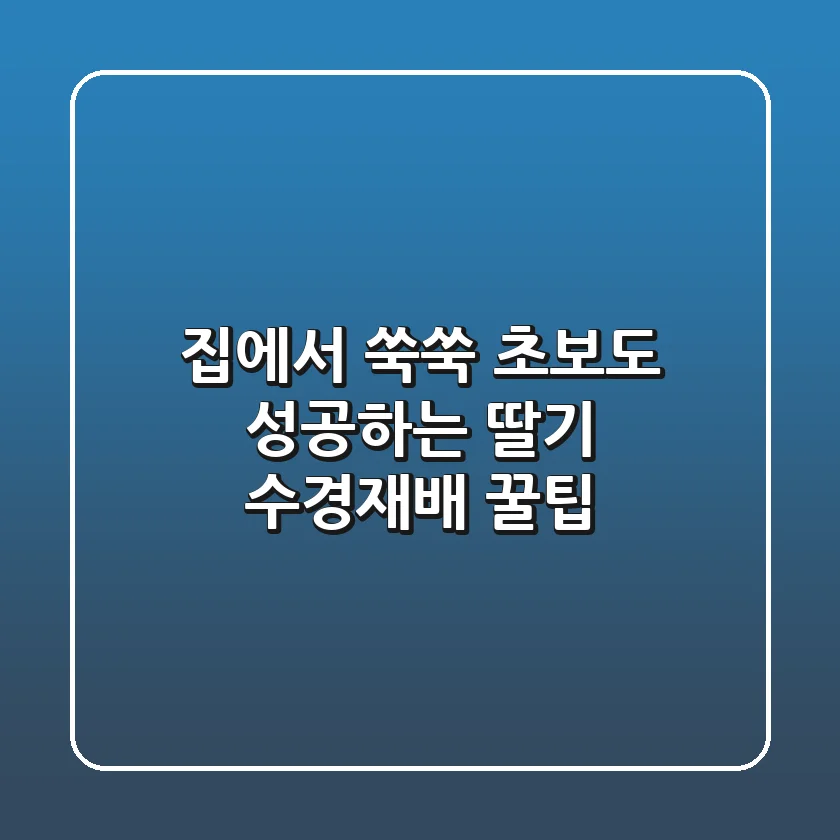 집에서 쑥쑥! 초보도 성공하는 딸기 수경재배 꿀팁