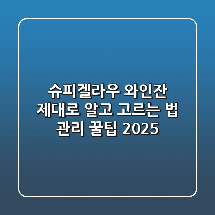슈피겔라우 와인잔, 제대로 알고 고르는 법 & 관리 꿀팁 2025