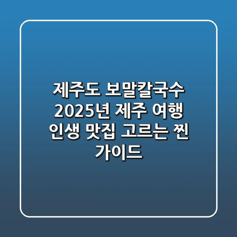 제주도 보말칼국수: 2025년 제주 여행, 인생 맛집 고르는 '찐' 가이드