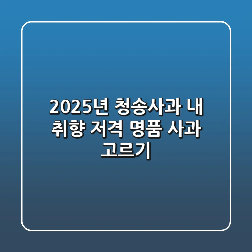 2025년 청송사과, 내 취향 저격 명품 사과 고르기!