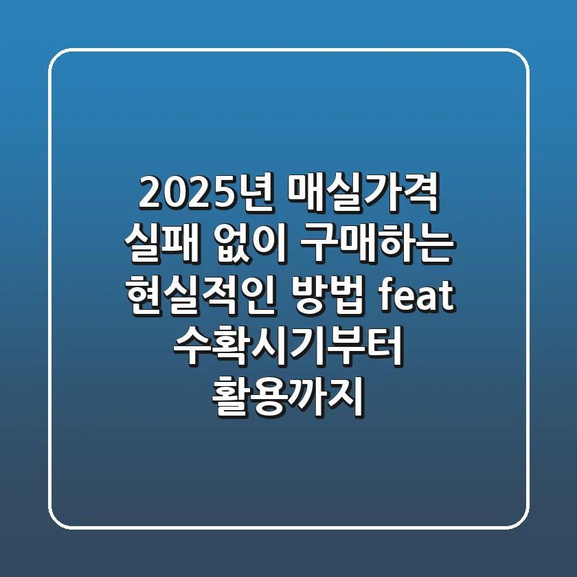 2025년 매실가격, 실패 없이 구매하는 현실적인 방법 (feat. 수확시기부터 활용까지)