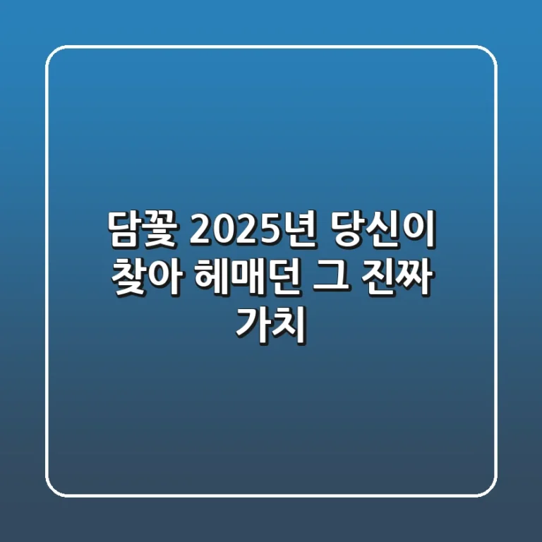 담꽃, 2025년 당신이 찾아 헤매던 그 진짜 가치!
