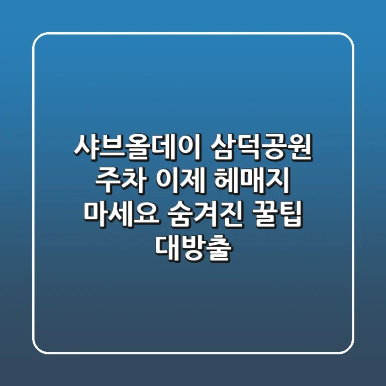 샤브올데이 삼덕공원 주차, 이제 헤매지 마세요! 숨겨진 꿀팁 대방출