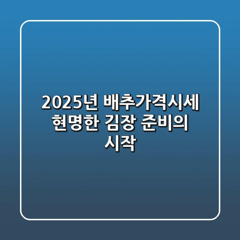 2025년 배추가격시세, 현명한 김장 준비의 시작